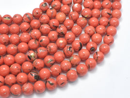 Shell Turquoise Howlite - Orange, 6mm (6.5mm)-RainbowBeads