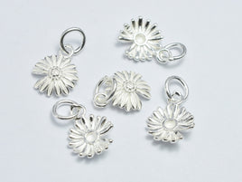 2pcs 925 Sterling Silver Charm Daisy Charm, Flower Pendant, 9mm-RainbowBeads