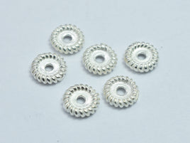 6pcs 925 Sterling Silver Beads, 6mm Round Spacer Beads-RainbowBeads