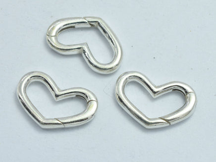 1pc 925 Sterling Silver Heart Clasp, Spring Gate Heart Clasp,16x10mm-RainbowBeads