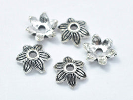 10pcs 925 Sterling Silver Bead Caps-Antique Silver, 7x2.4mm Flower Bead Caps-RainbowBeads