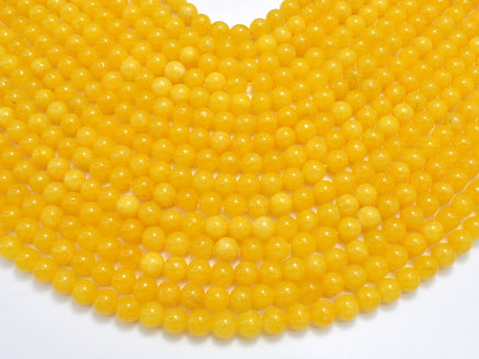 Jade - Yellow, 6mm, Round, 15 Inch-RainbowBeads
