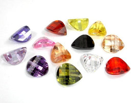 CZ beads,10x12mm Faceted Wedged Drop-RainbowBeads