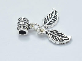 1pc 925 Sterling Silver Charm-Antique Silver, Leaf 6x14mm-RainbowBeads