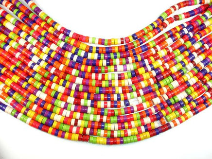 Howlite Beads, Multicolored, Heishi, 3 x 6mm-RainbowBeads