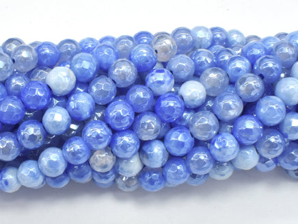 Mystic Coated Fire Agate- Blue, 6mm Faceted-RainbowBeads