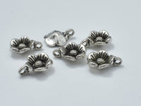 Flower Charms, Zinc Alloy, Antique Silver Tone, 10x14 mm, 20pcs, Hole 2.1mm-RainbowBeads