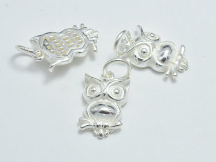 1pc 925 Sterling Silver Charm, Owl Charm, 9.5x15mm-RainbowBeads