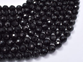Black Tourmaline Beads, 8mm (8.4mm) Faceted Round-RainbowBeads