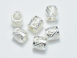 4pcs 925 Sterling Silver Beads, 5x5mm Tube Beads, Big Hole Filigree Beads, Spacer Beads-RainbowBeads