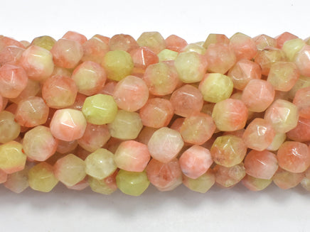 Jade - Multi Color, 8mm Faceted Star Cut Round, 15 Inch-RainbowBeads