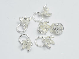 4pcs 925 Sterling Silver Charms, Lotus Flower Charms, 6mm-RainbowBeads