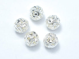 8mm 925 Sterling Silver Beads, 8mm Round Beads, 2pcs-RainbowBeads