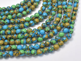 Turquoise Howlite-Blue & Green, 6mm Round Beads-RainbowBeads