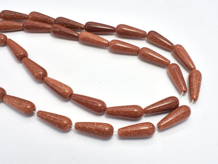 Goldstone Beads, 6x16mm Teardrop Beads-RainbowBeads