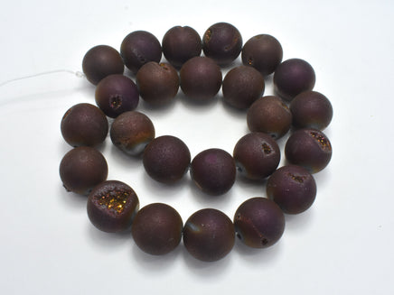 Druzy Agate Beads, Geode Beads-Purple, 16mm Round Beads-RainbowBeads