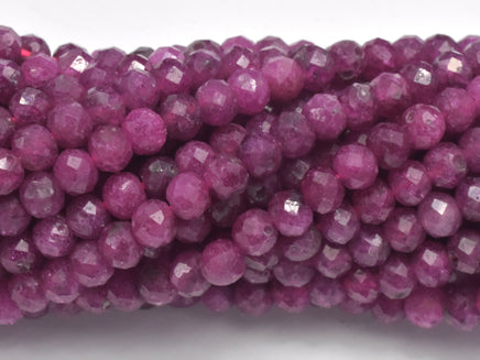 Ruby Beads, 3x3.8mm Micro Faceted Rondelle-RainbowBeads