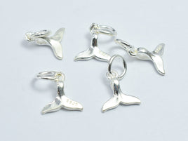4pcs 925 Sterling Silver Charm-Whale Tail Charm, Whale Tail Pendant, 8.7x9.3mm-RainbowBeads