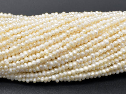 Fresh Water Pearl Beads-White, Approx 1.8-2mm Potato Beads-RainbowBeads