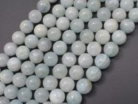 Genuine Aquamarine Beads, Round, 10mm-RainbowBeads