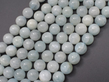 Genuine Aquamarine Beads, Round, 10mm-RainbowBeads