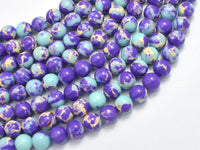 Impression Jasper-Blue & Purple 8mm Round-RainbowBeads