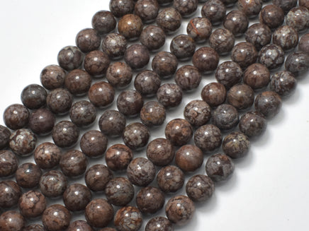 Brown Snowflake Obsidian Beads, Round, 8mm-RainbowBeads