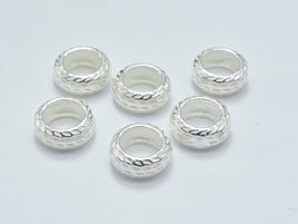 4pcs 925 Sterling Silver Beads, 7.5mm Rondelle Beads, Big Hole Spacer Beads, 7.5x3.2mm-RainbowBeads