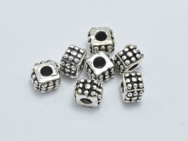 4pcs 925 Sterling Silver Beads-Antique Silver, 4.8x4.8mm Square Beads-RainbowBeads