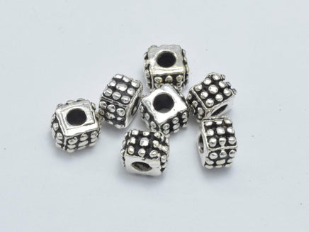 4pcs 925 Sterling Silver Beads-Antique Silver, 4.8x4.8mm Square Beads-RainbowBeads