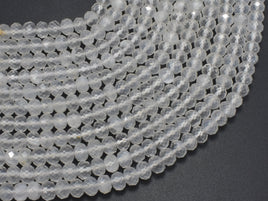 White Moonstone, 4x6mm Faceted Rondelle-RainbowBeads