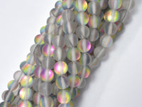 Matte Mystic Aura Quartz-Rainbow, 6mm (6.3mm) Round-RainbowBeads