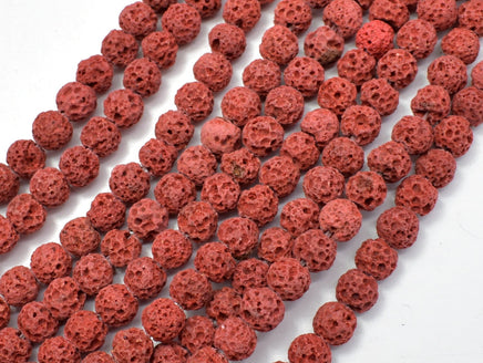 Red Lava Beads, Round, Approx 7mm-RainbowBeads