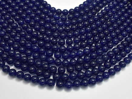 Jade - Dark Blue, 8mm, Round Beads, 14.5 Inch-RainbowBeads
