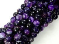 Banded Agate Beads, Purple, 8mm(8.5mm) Round-RainbowBeads