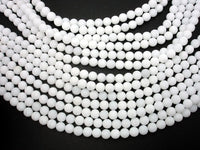 Matte White Jade Beads, 6mm (6.4mm) Round Beads-RainbowBeads