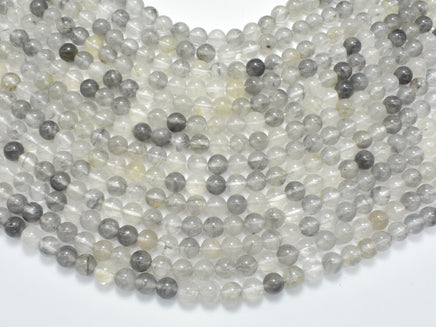 Gray Quartz Beads, Round, 6mm-RainbowBeads