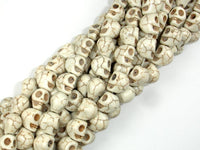 Howlite Beads, 8mm x 10mm Skull Beads-RainbowBeads
