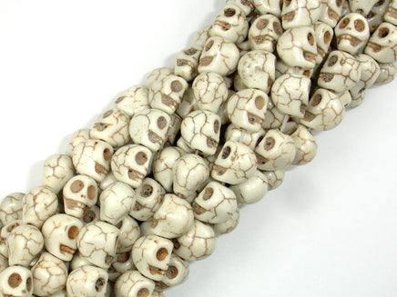 Howlite Beads, 8mm x 10mm Skull Beads-RainbowBeads