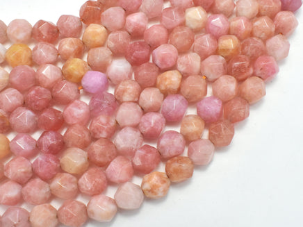 Jade - Peach, 8mm Faceted Star Cut Round-RainbowBeads