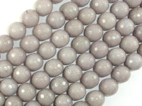 Jade Beads, Light Gray, 10mm(10.3mm) Faceted Round-RainbowBeads