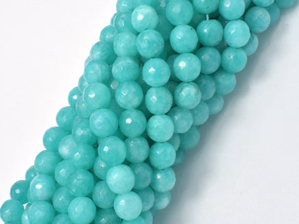 Teal Jade Beads, 7.8mm Faceted Round-RainbowBeads