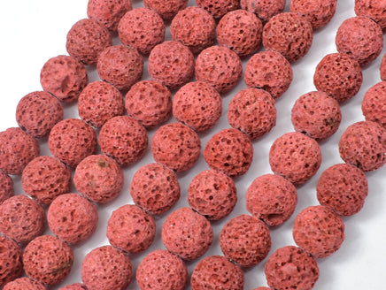 Red Lava Beads, 10mm Round Beads-RainbowBeads