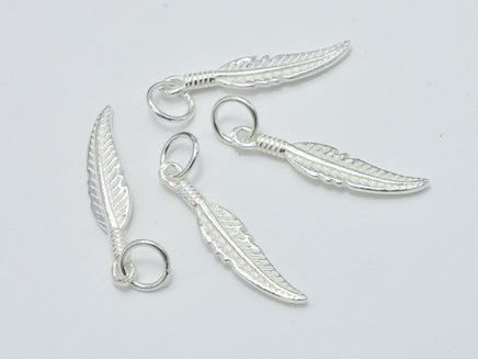 4pcs 925 Sterling Silver Charms, Leaf Charms, 22x5mm-RainbowBeads