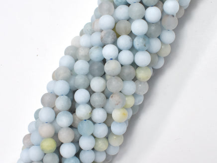 Matte Aquamarine Beads, 6mm (6.5mm)-RainbowBeads