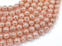 Lava-Copper Plated, 10mm (10.5mm) Round Beads-RainbowBeads