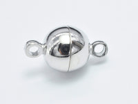 10pcs 8mm Magnetic Ball Clasp-Silver, Plated Brass-RainbowBeads