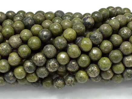 Epidote-Pyrite Inclusion, 6mm(6.3mm) Round beads-RainbowBeads