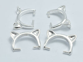 4pcs 925 Sterling Silver Pendant Setting, Kitty Pendant Setting, 12x8mm, for 8mm bead-RainbowBeads
