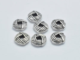 4pcs 925 Sterling Silver Beads-Antique Silver, 6.5x6.5 Square Beads-RainbowBeads